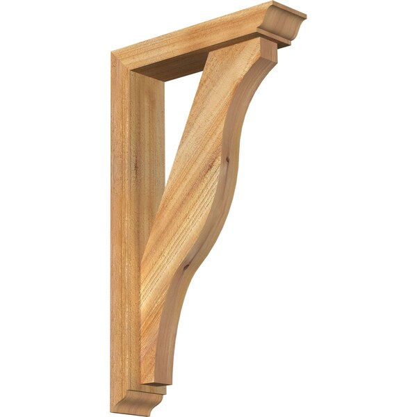 Ekena Millwork Funston Traditional Rough Sawn Bracket w/ Offset Brace, Western Red Cedar, 4"W x 16"D x 28"H BKT0402X16X28FST01RWR - main